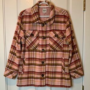 Kensie Women's Pink Plaid Utility Jacket size small